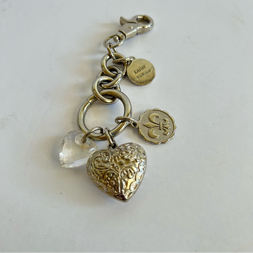 Kathy Van Zeeland Silver Heart Charm Keychain